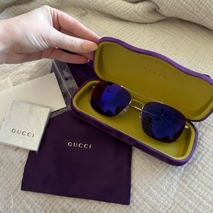 Authentic Gucci Aviator Sunglasses Silver/Multi